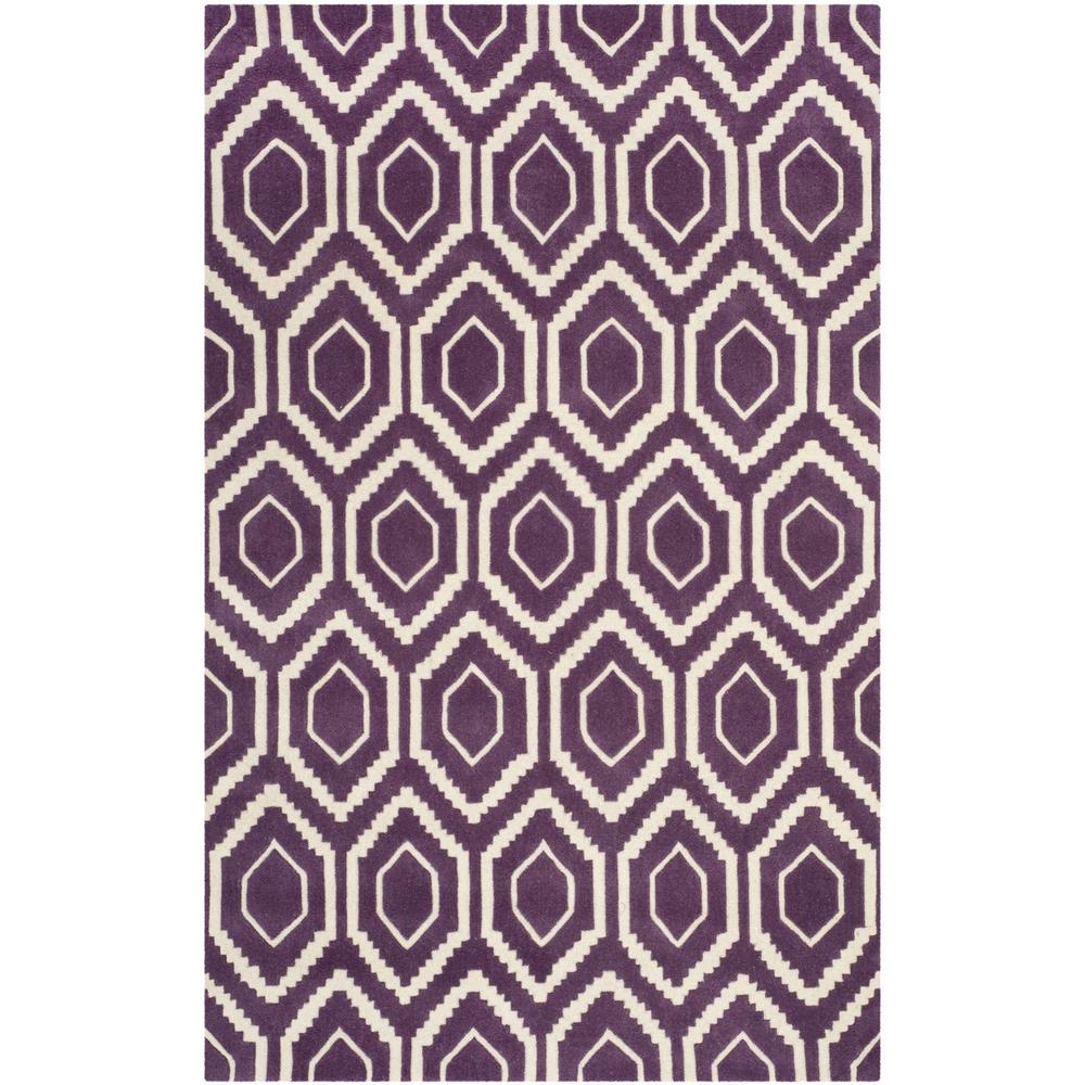 CHATHAM, PURPLE / IVORY, 5' X 8', Area Rug, CHT731F-5