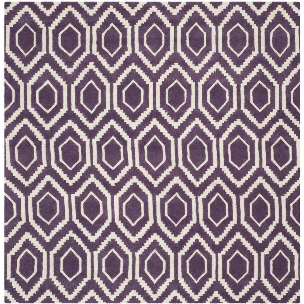 CHATHAM, PURPLE / IVORY, 7' X 7' Square, Area Rug, CHT731F-7SQ