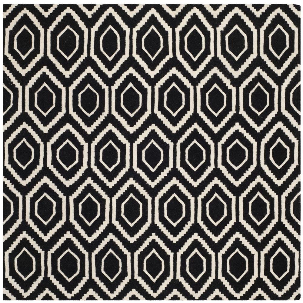 CHATHAM, BLACK / IVORY, 7' X 7' Square, Area Rug, CHT731K-7SQ