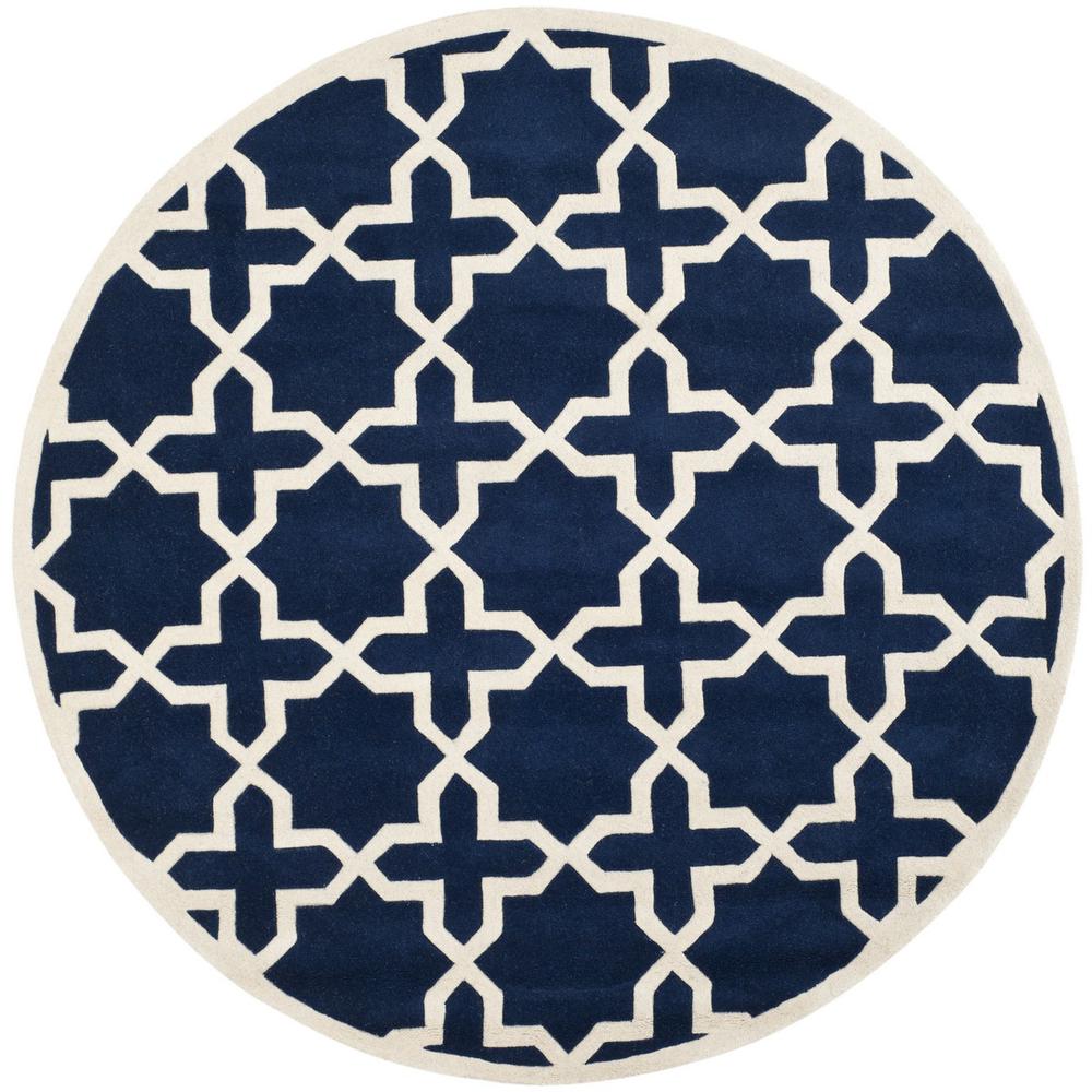 CHATHAM, DARK BLUE / IVORY, 7' X 7' Round, Area Rug, CHT732C-7R