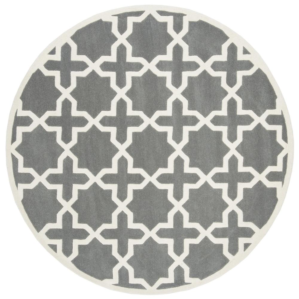 CHATHAM, DARK GREY / IVORY, 4' X 4' Round, Area Rug, CHT732D-4R