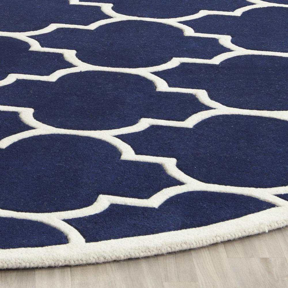CHATHAM, DARK BLUE / IVORY, 4' X 4' Round, Area Rug, CHT733C-4R