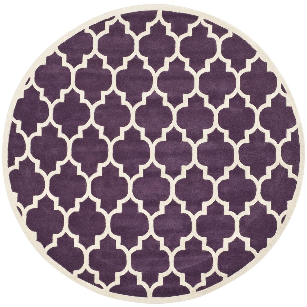 CHATHAM, PURPLE / IVORY, 7' X 7' Round, Area Rug, CHT734F-7R