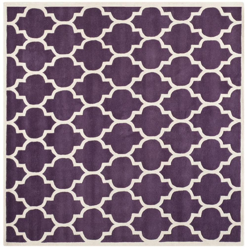 CHATHAM, PURPLE / IVORY, 7' X 7' Square, Area Rug, CHT734F-7SQ
