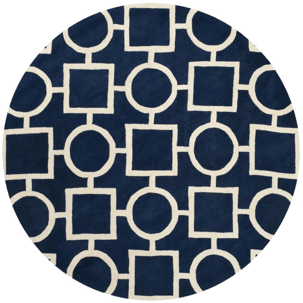 CHATHAM, DARK BLUE / IVORY, 7' X 7' Round, Area Rug, CHT737C-7R