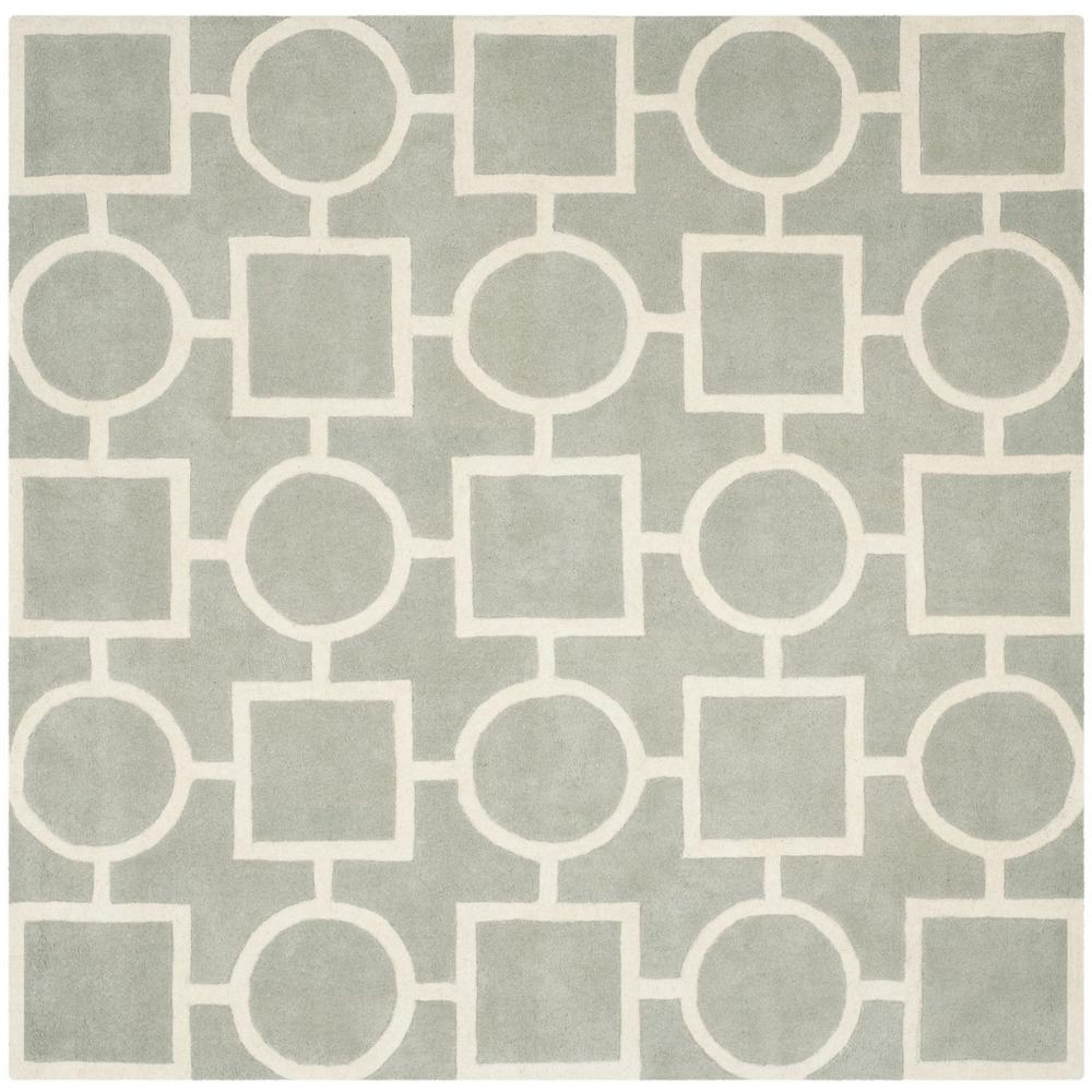 CHATHAM, GREY / IVORY, 7' X 7' Square, Area Rug, CHT737E-7SQ