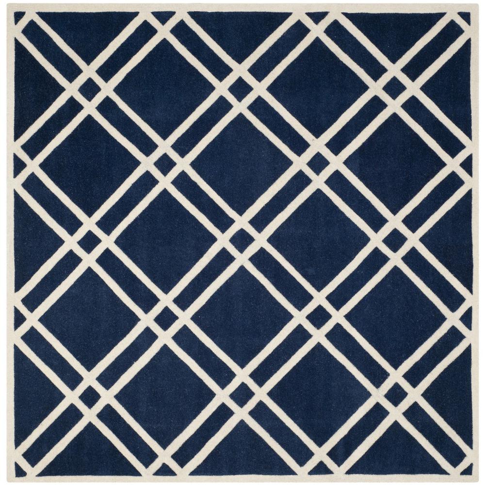 CHATHAM, DARK BLUE / IVORY, 7' X 7' Square, Area Rug, CHT740C-7SQ
