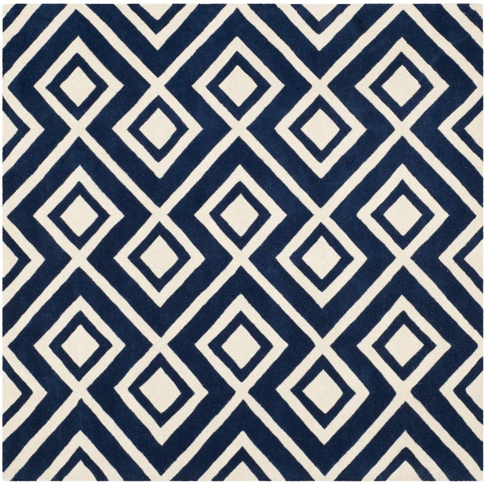 CHATHAM, DARK BLUE / IVORY, 7' X 7' Square, Area Rug, CHT742C-7SQ