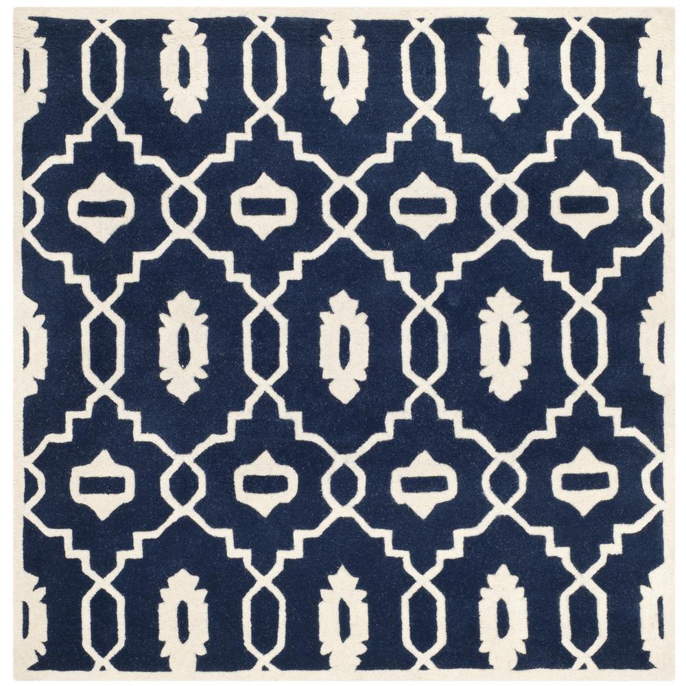 CHATHAM, DARK BLUE / IVORY, 5' X 5' Square, Area Rug, CHT745C-5SQ