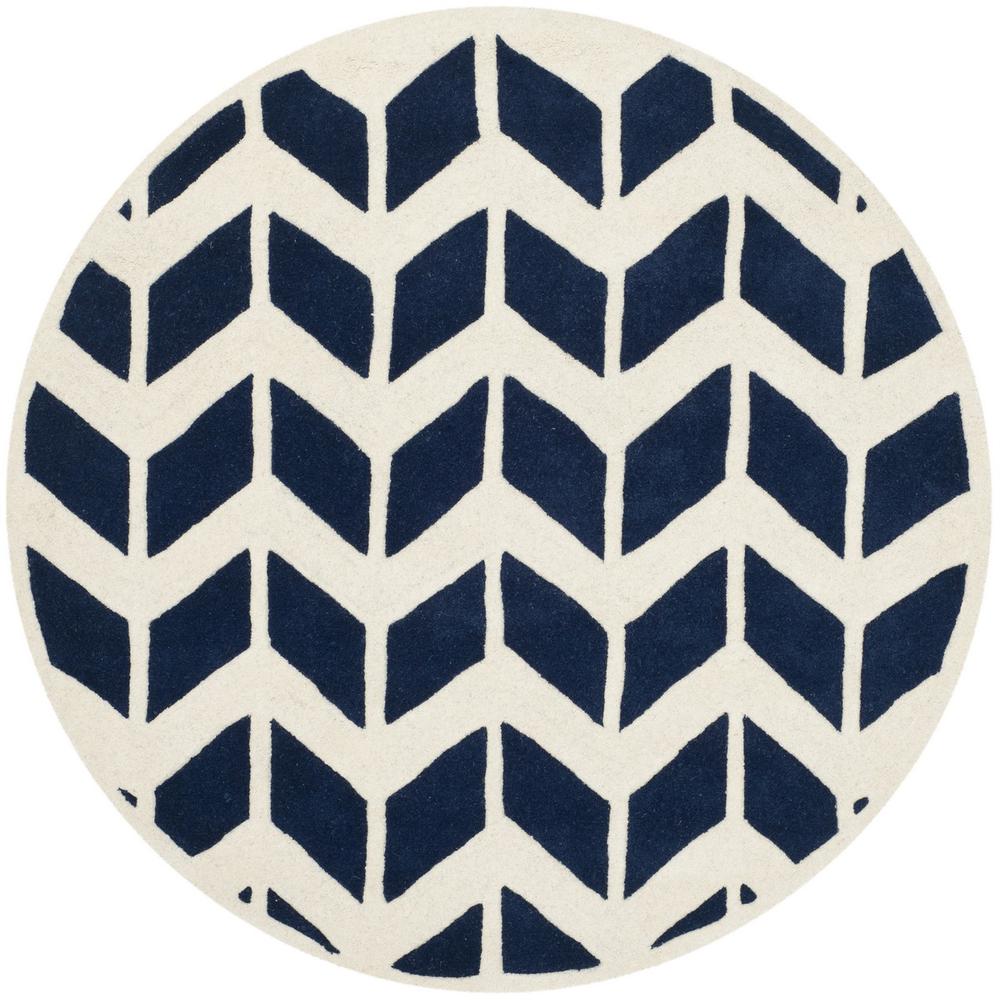 CHATHAM, DARK BLUE / IVORY, 5' X 5' Round, Area Rug, CHT746C-5R