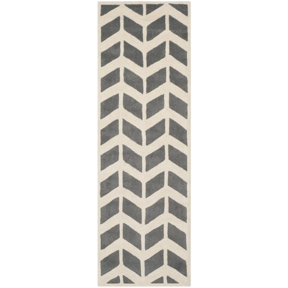 CHATHAM, DARK GREY / IVORY, 2'-3" X 7', Area Rug, CHT746D-27