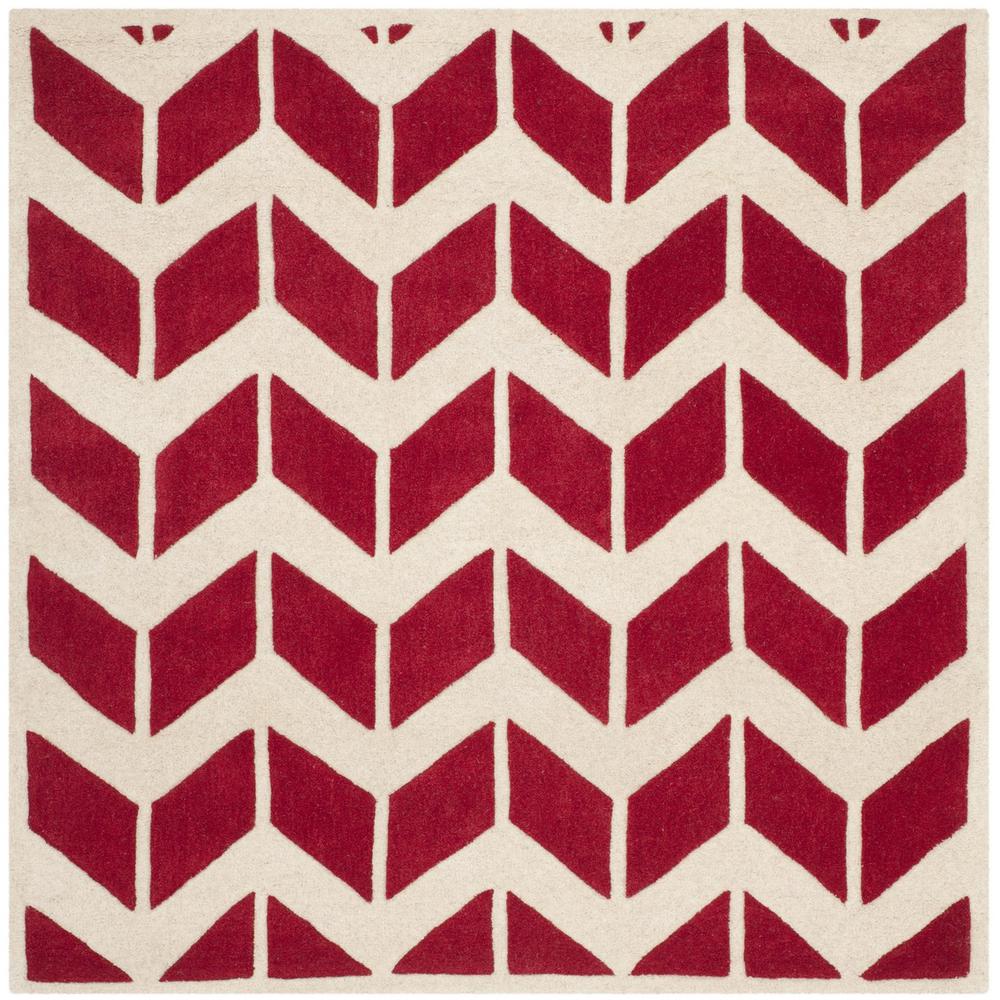CHATHAM, RED / IVORY, 5' X 5' Square, Area Rug, CHT746G-5SQ
