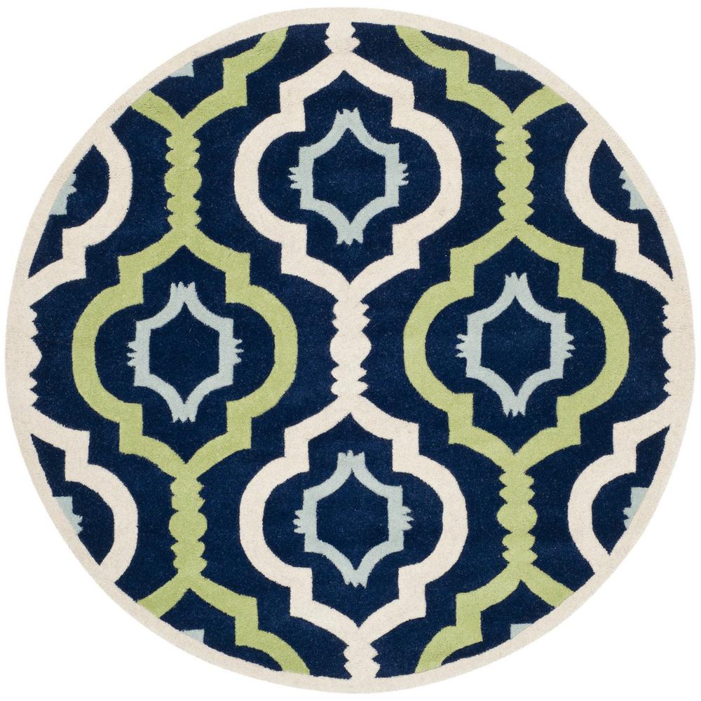 CHATHAM, DARK BLUE / MULTI, 5' X 5' Round, Area Rug