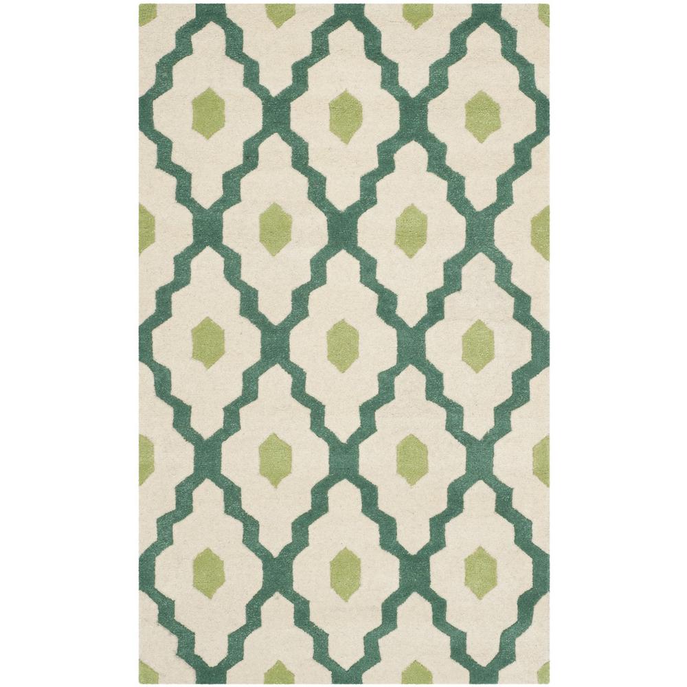 CHATHAM, IVORY / TEAL, 3' X 5', Area Rug