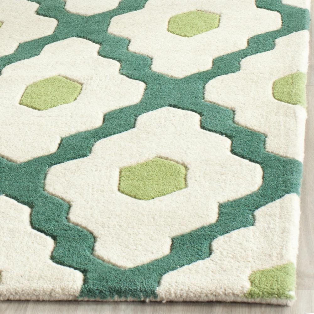CHATHAM, IVORY / TEAL, 6' X 9', Area Rug