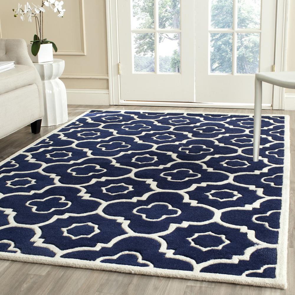CHATHAM, DARK BLUE / IVORY, 4' X 6', Area Rug, CHT750C-4