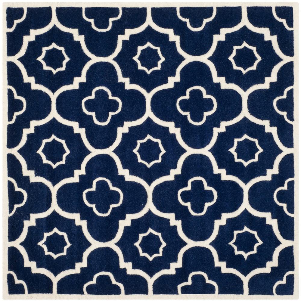 CHATHAM, DARK BLUE / IVORY, 3' X 3' Square, Area Rug