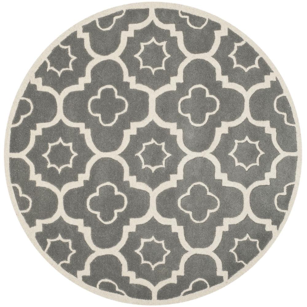 CHATHAM, DARK GREY / IVORY, 5' X 5' Round, Area Rug, CHT750D-5R