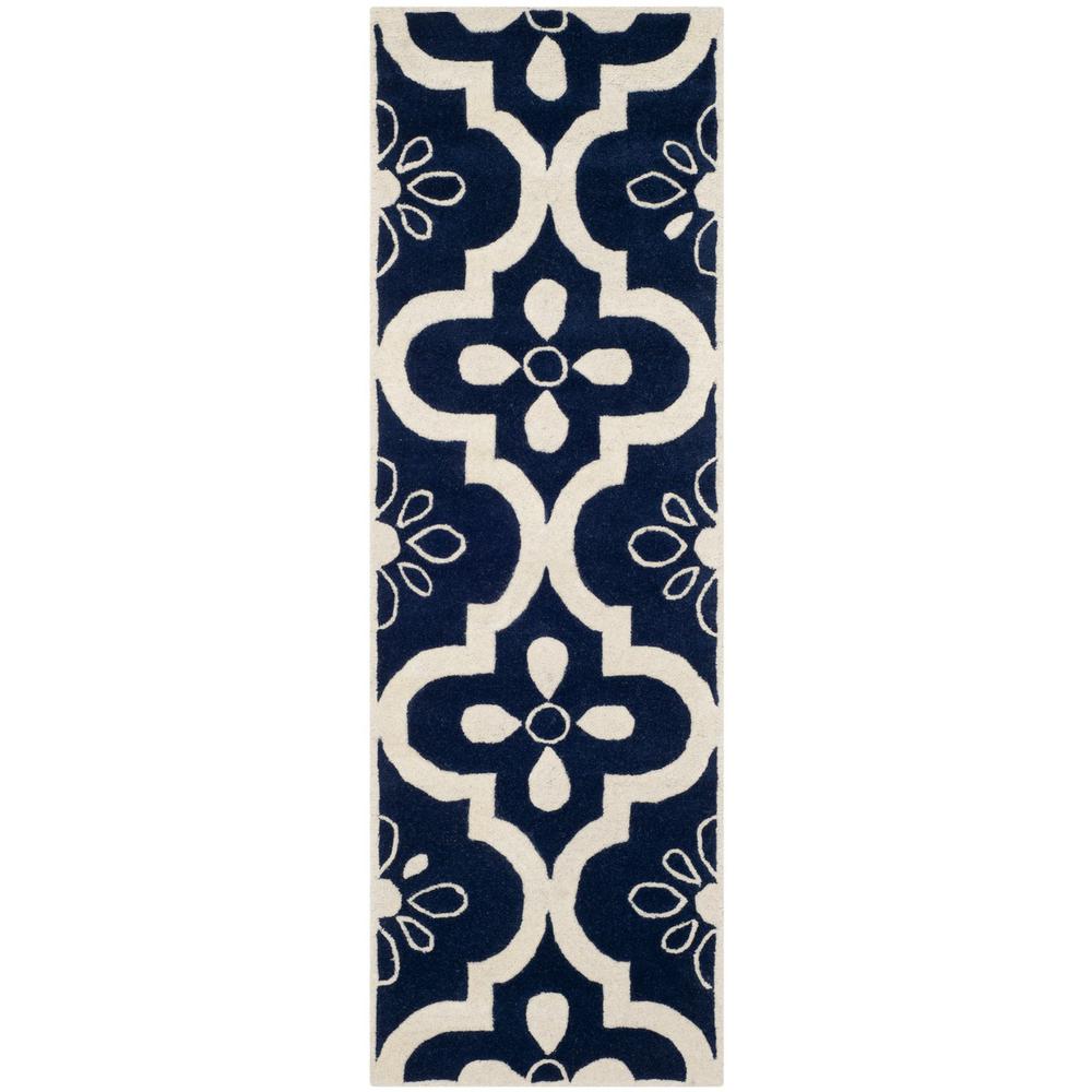 CHATHAM, DARK BLUE / IVORY, 2'-3" X 7', Area Rug, CHT751C-27