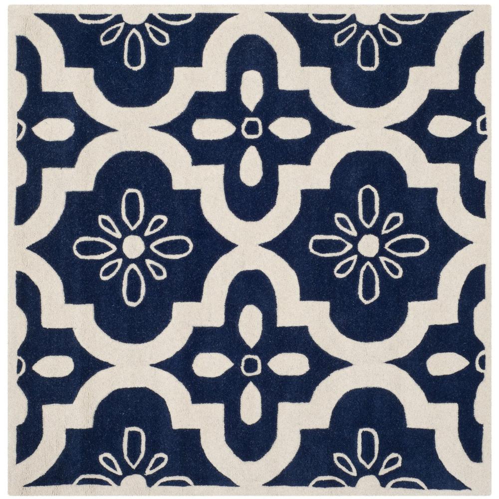 CHATHAM, DARK BLUE / IVORY, 5' X 5' Square, Area Rug, CHT751C-5SQ