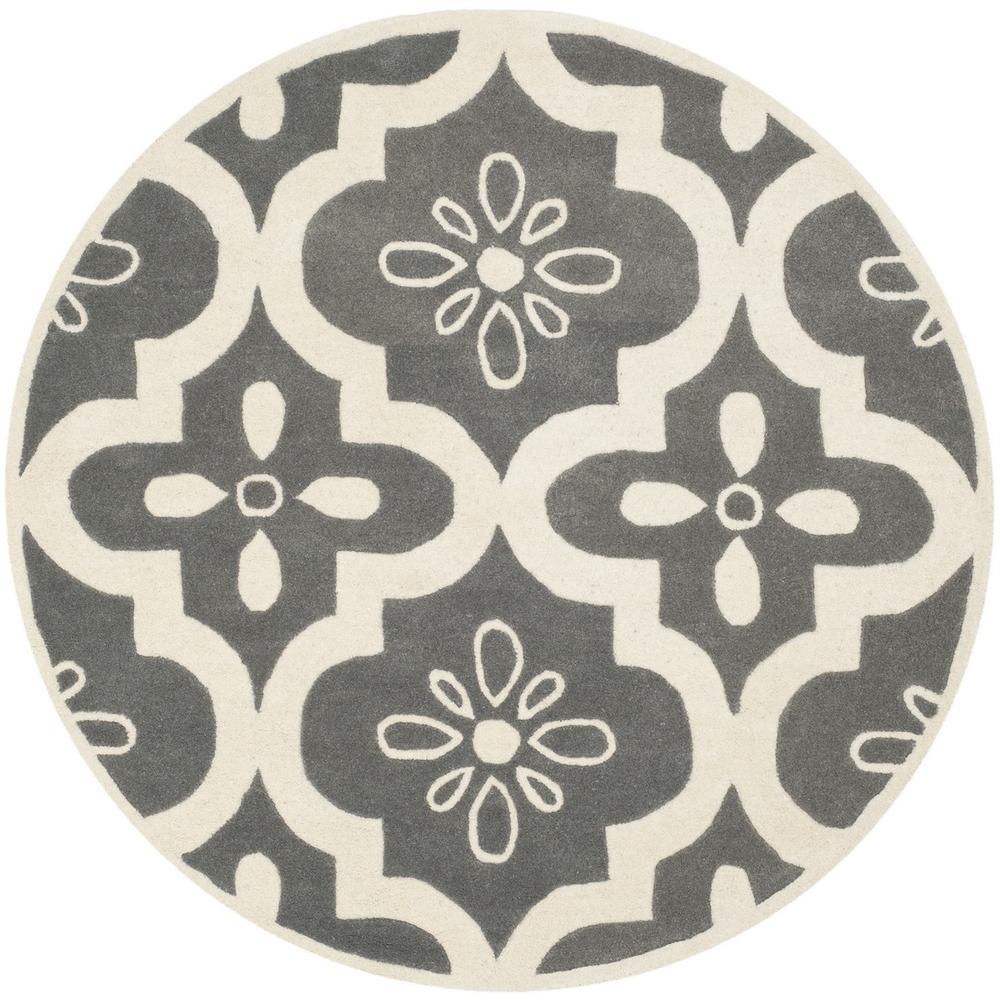 CHATHAM, DARK GREY / IVORY, 5' X 5' Round, Area Rug, CHT751D-5R