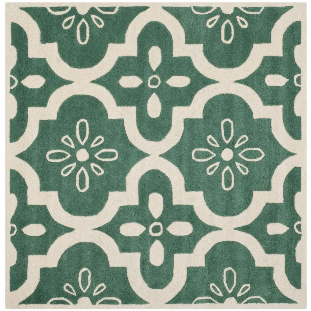 CHATHAM, TEAL / IVORY, 5' X 5' Square, Area Rug, CHT751T-5SQ