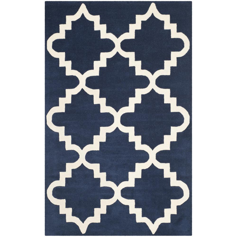 CHATHAM, DARK BLUE / IVORY, 5' X 8', Area Rug, CHT753C-5