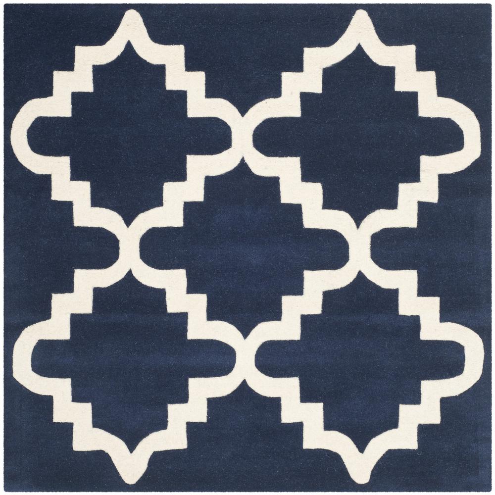 CHATHAM, DARK BLUE / IVORY, 5' X 5' Square, Area Rug, CHT753C-5SQ