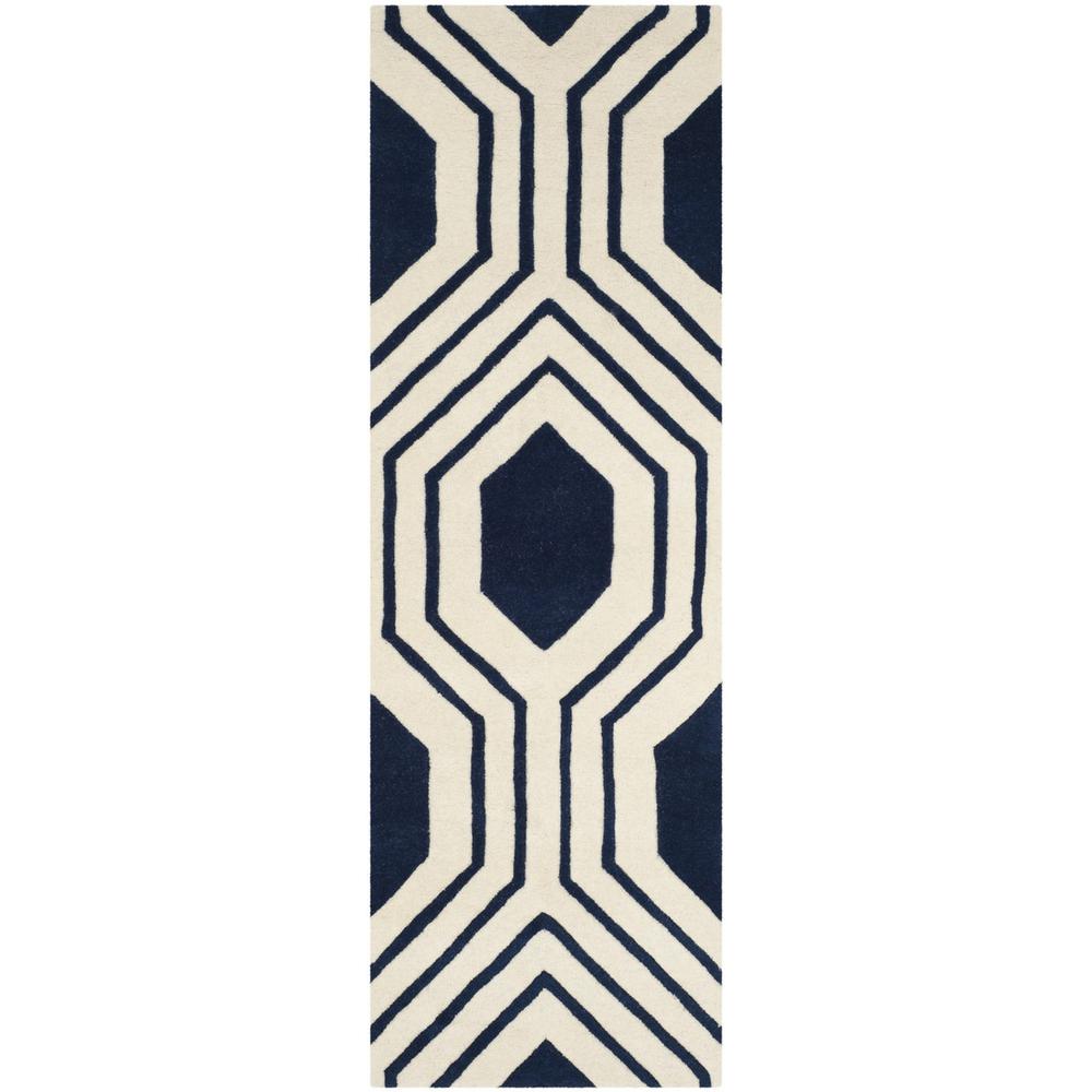 CHATHAM, DARK BLUE / IVORY, 2'-3" X 7', Area Rug, CHT760C-27