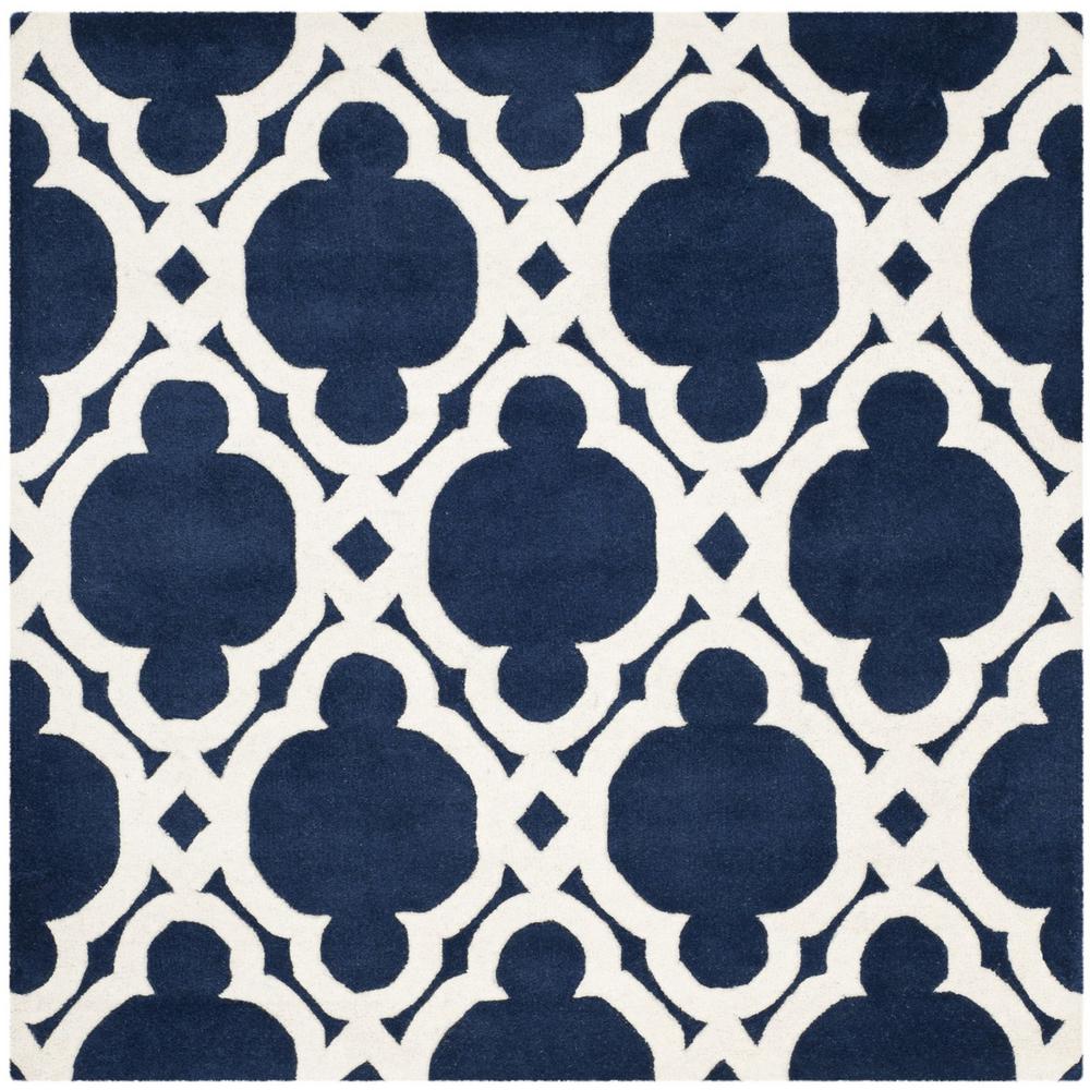 CHATHAM, DARK BLUE / IVORY, 5' X 5' Square, Area Rug, CHT762C-5SQ