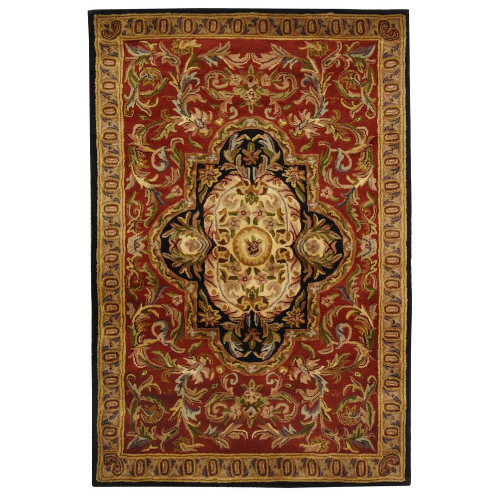 CLASSIC, RED / BLACK, 4' X 6', Area Rug