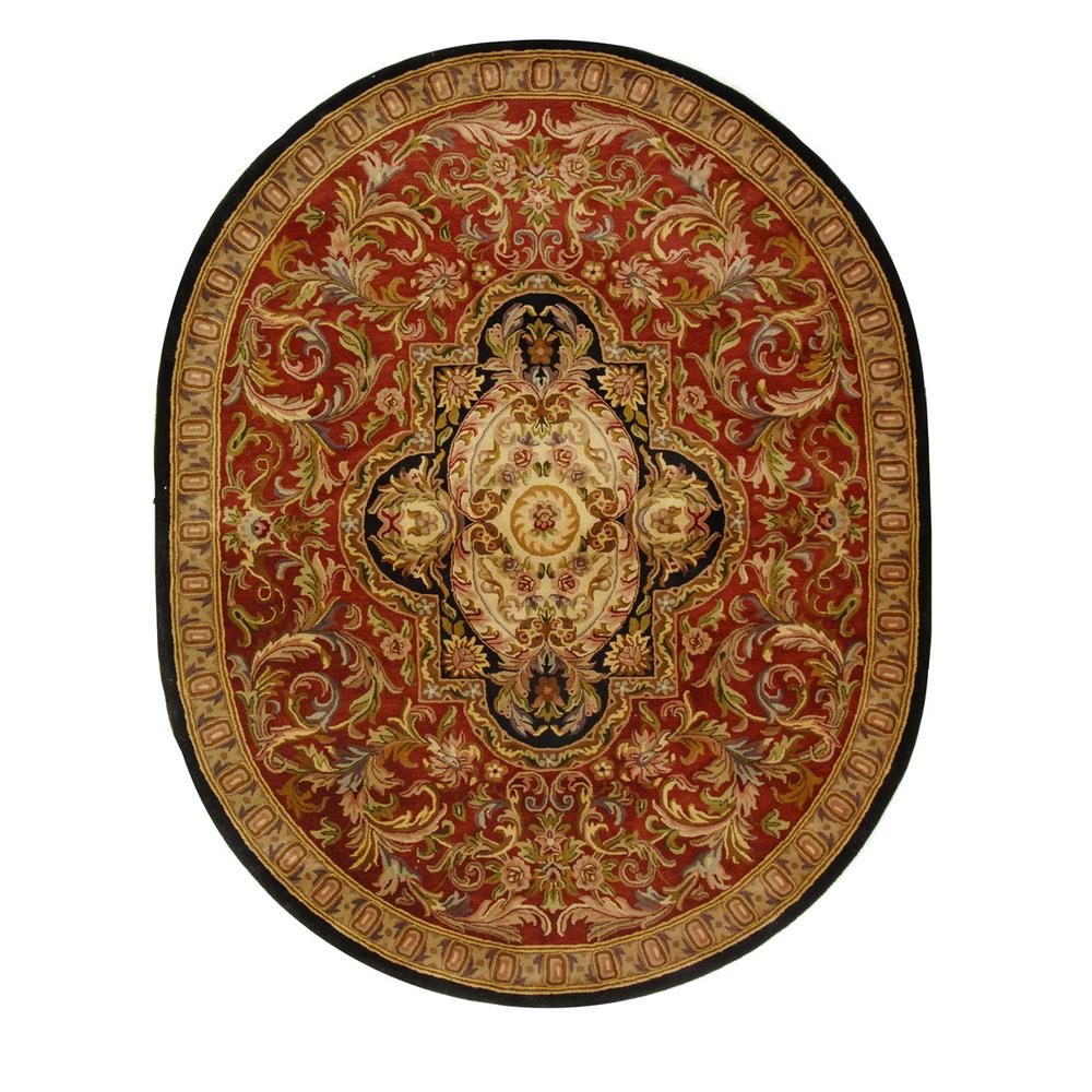 CLASSIC, RED / BLACK, 7'-6" X 9'-6" Oval, Area Rug