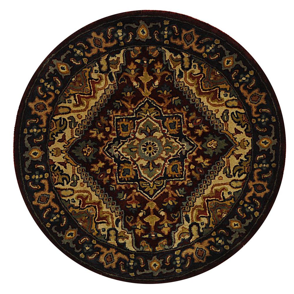 CLASSIC, ASSORTED / RED, 3'-6" X 3'-6" Round, Area Rug