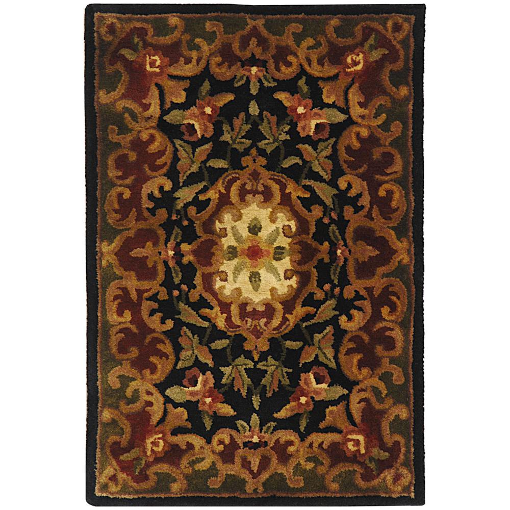 CLASSIC, BLACK / GREEN, 2' X 3', Area Rug