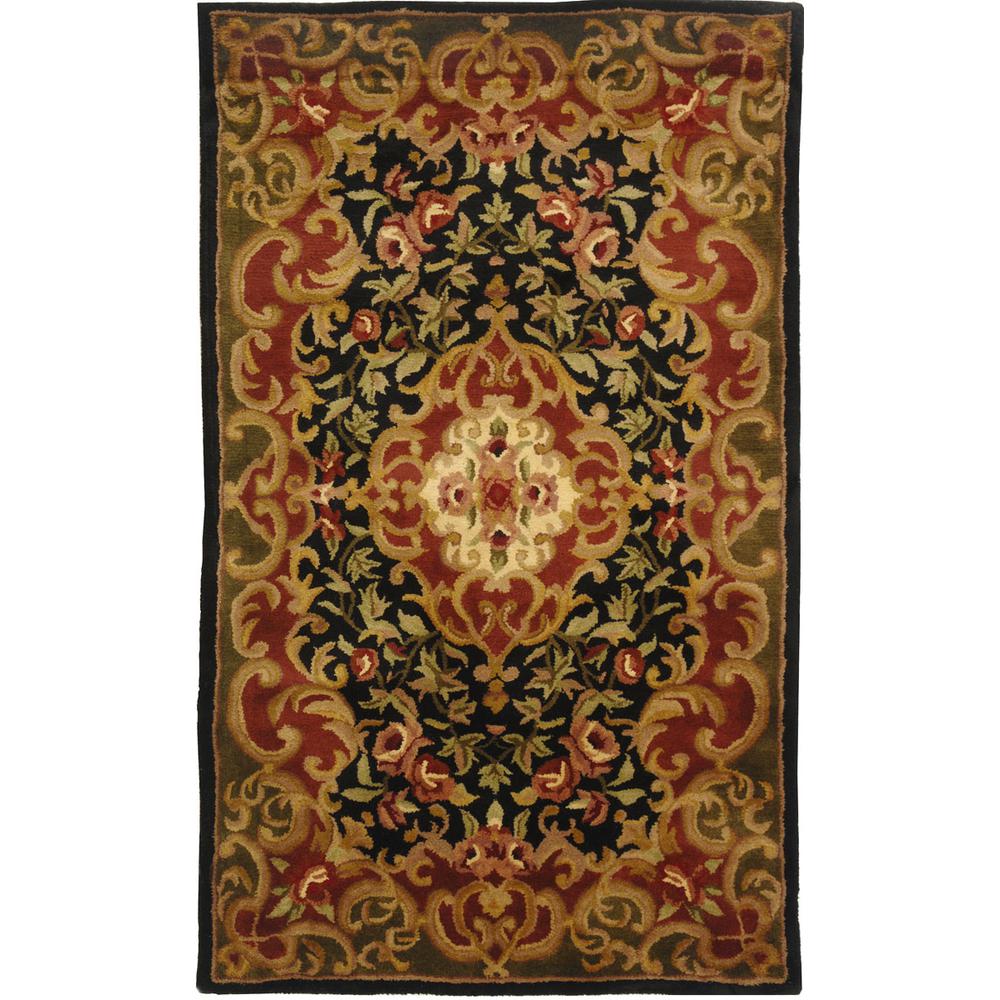 CLASSIC, BLACK / GREEN, 3' X 5', Area Rug