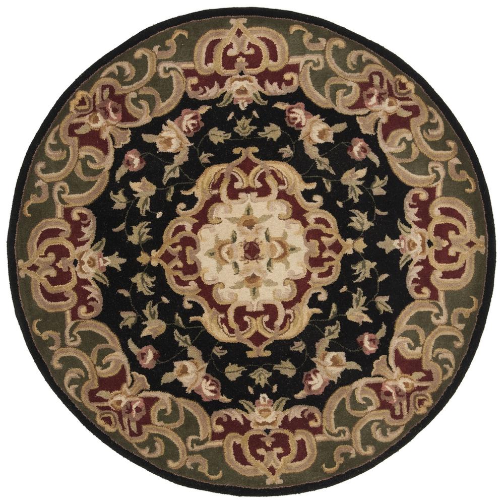 CLASSIC, BLACK / GREEN, 3'-6" X 3'-6" Round, Area Rug