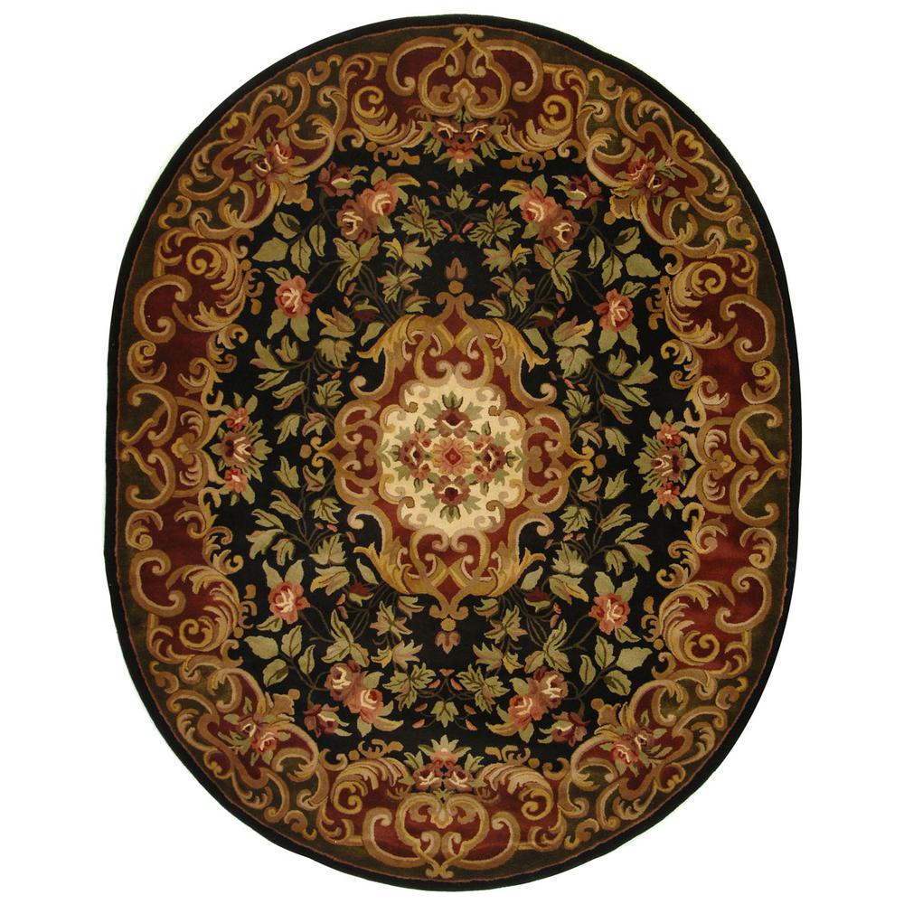 CLASSIC, BLACK / GREEN, 7'-6" X 9'-6" Oval, Area Rug