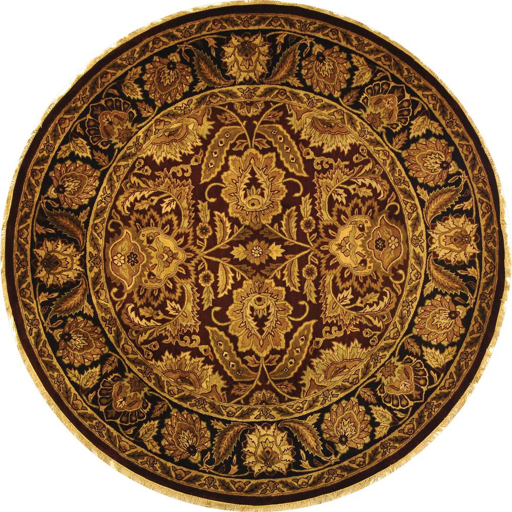 CLASSIC, BURGUNDY / BLACK, 8' X 8' Round, Area Rug, CL239B-8R