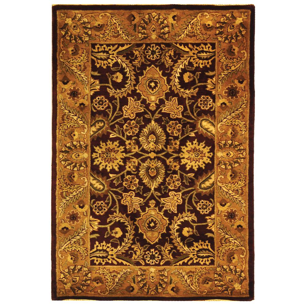CLASSIC, BURGUNDY / GOLD, 4' X 6', Area Rug
