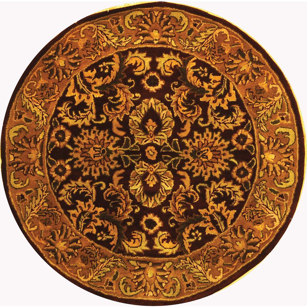 CLASSIC, BURGUNDY / GOLD, 3'-6" X 3'-6" Round, Area Rug