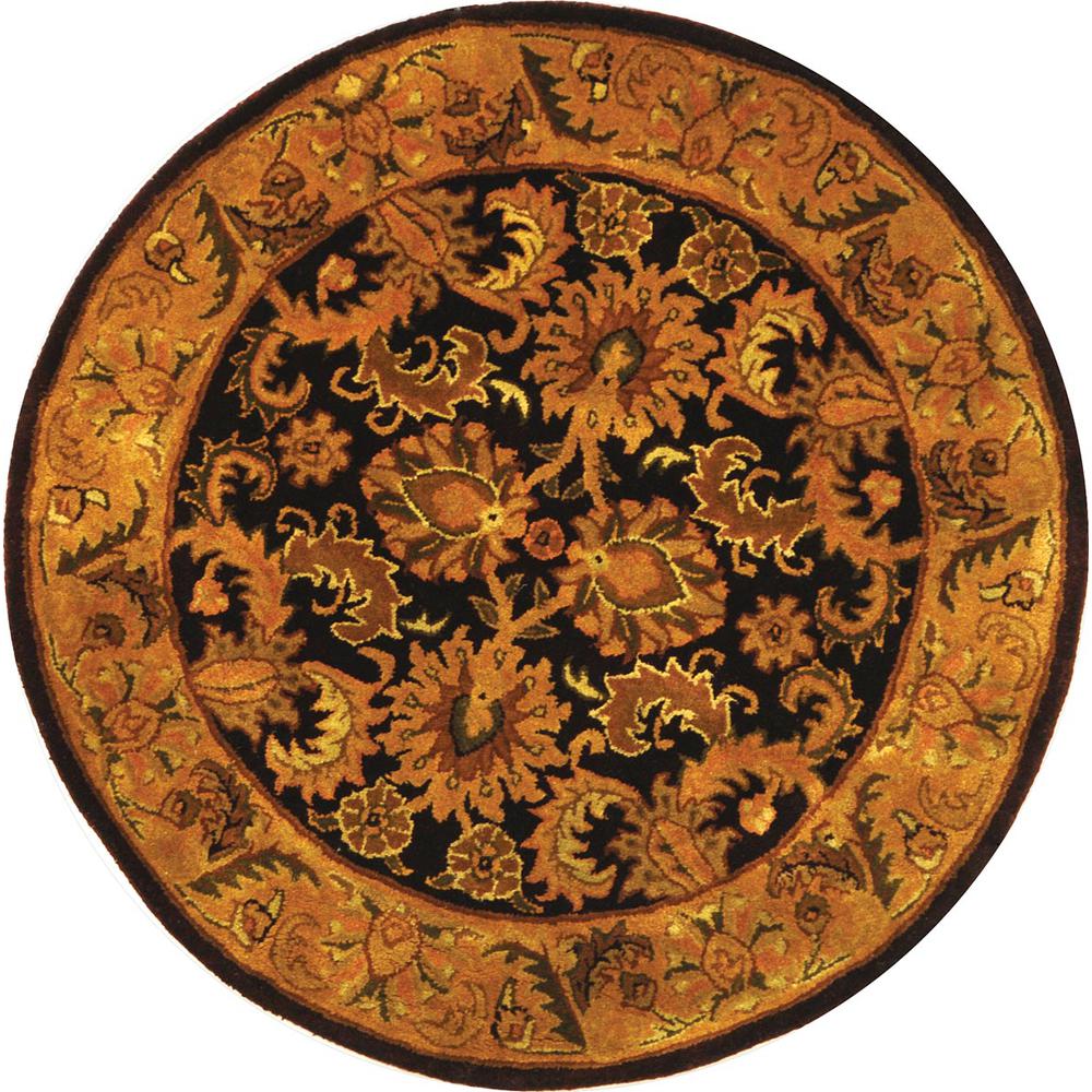 CLASSIC, DARK PLUM / GOLD, 3'-6" X 3'-6" Round, Area Rug