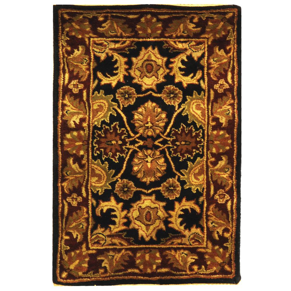 CLASSIC, BLACK / BURGUNDY, 2' X 3', Area Rug