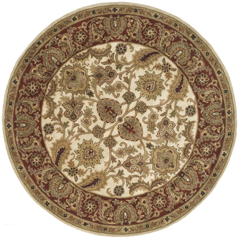 CLASSIC, IVORY / RED, 3'-6" X 3'-6" Round, Area Rug