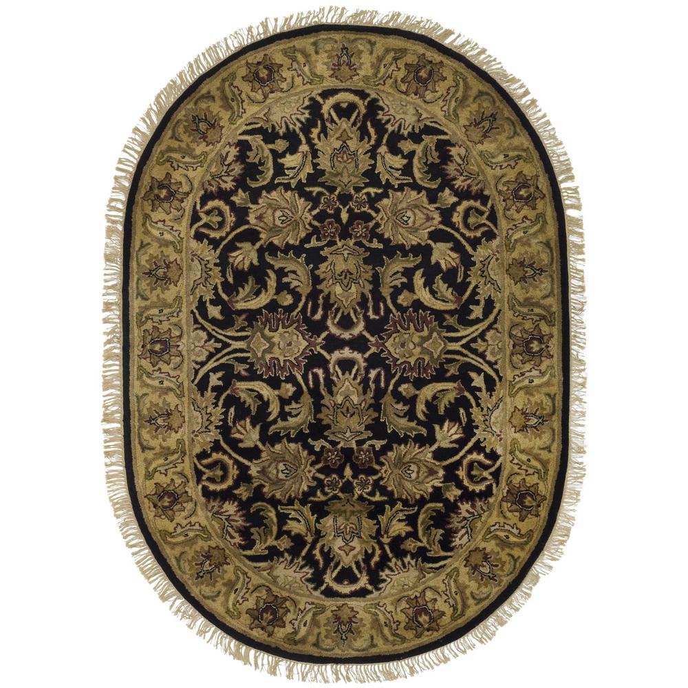 CLASSIC, BLACK / GOLD, 4'-6" X 6'-6" Oval, Area Rug, CL252A-5OV