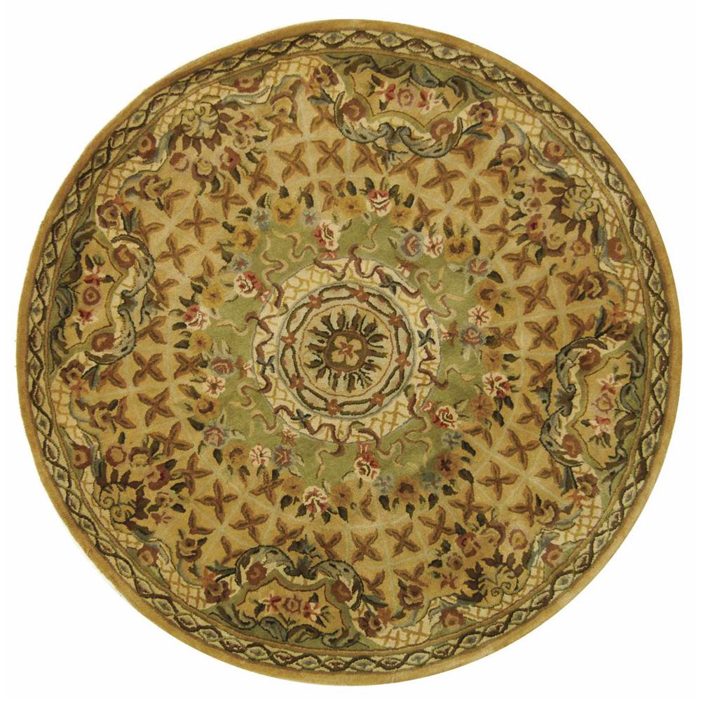 CLASSIC, TOUPE / LIGHT GREEN, 3'-6" X 3'-6" Round, Area Rug