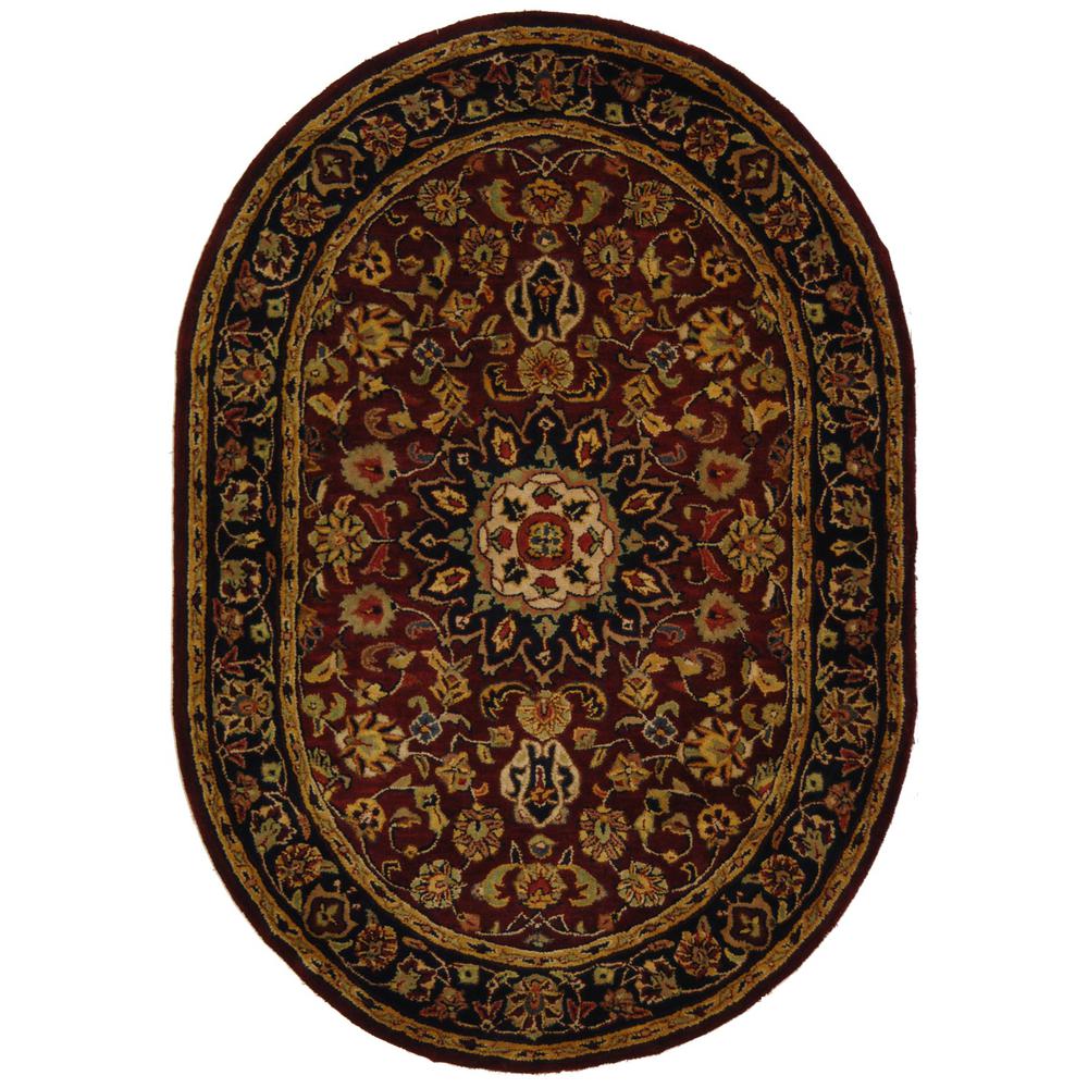 CLASSIC, BURGUNDY / NAVY, 4'-6" X 6'-6" Oval, Area Rug