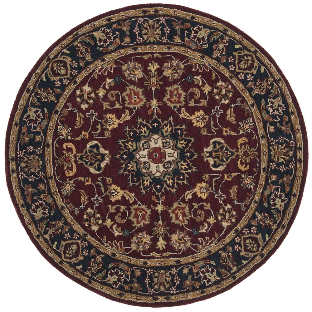 CLASSIC, BURGUNDY / NAVY, 3'-6" X 3'-6" Round, Area Rug