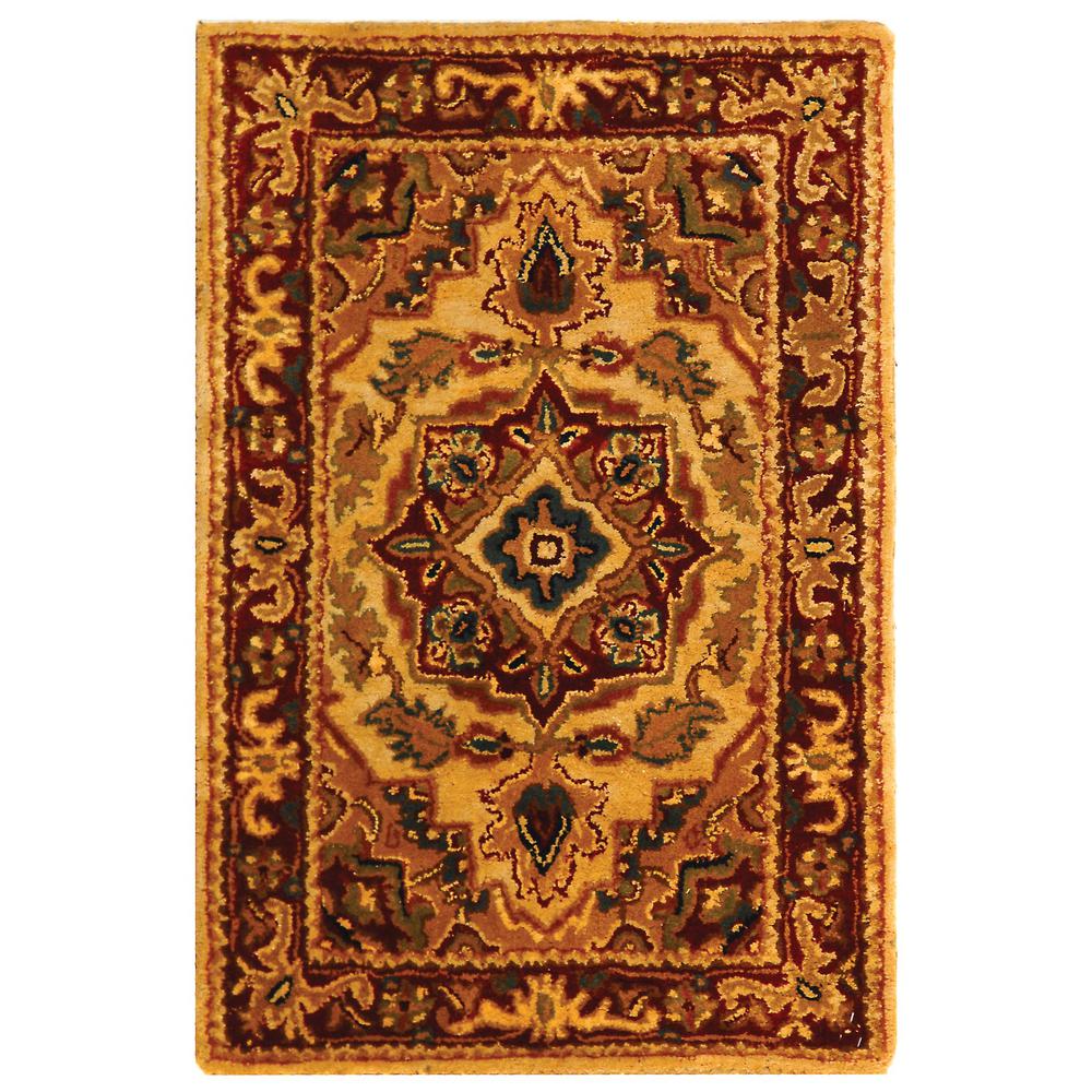 CLASSIC, LIGHT GOLD / RED, 2' X 3', Area Rug