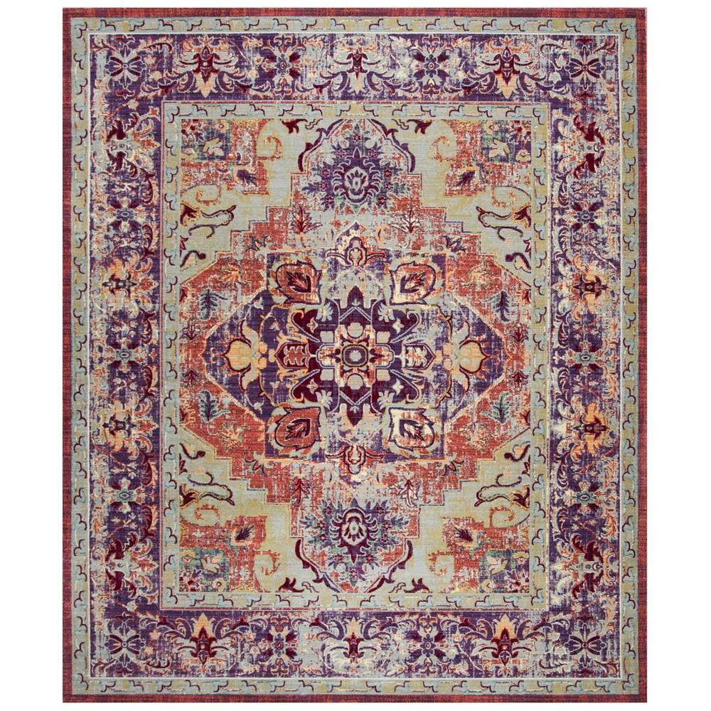 CLAREMONT, PURPLE / CORAL, 8' X 10', Area Rug