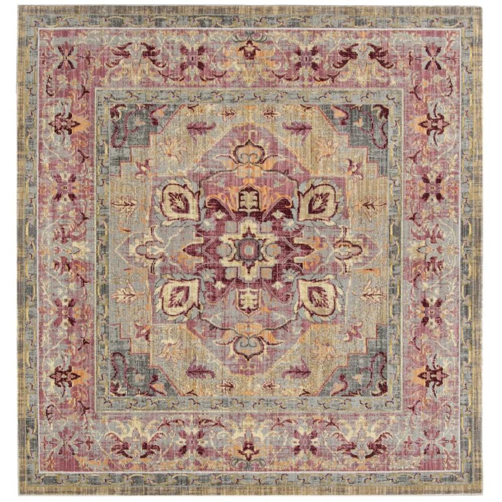 CLAREMONT, GRAPE / BLUE, 6'-7" X 6'-7" Square, Area Rug